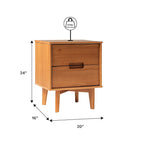 Table de chevet à 2 tiroirs en bois massif style Mid-Century