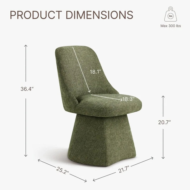 Chaise de salle à manger sans accoudoirs pivotante rembourrée Anna pour cuisine et salon