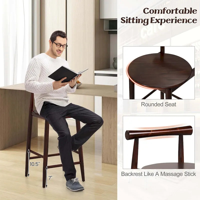 Tabouret de bar hauteur comptoir en bois d'acacia