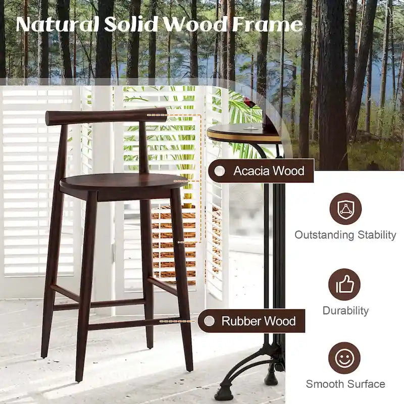Tabouret de bar hauteur comptoir en bois d'acacia