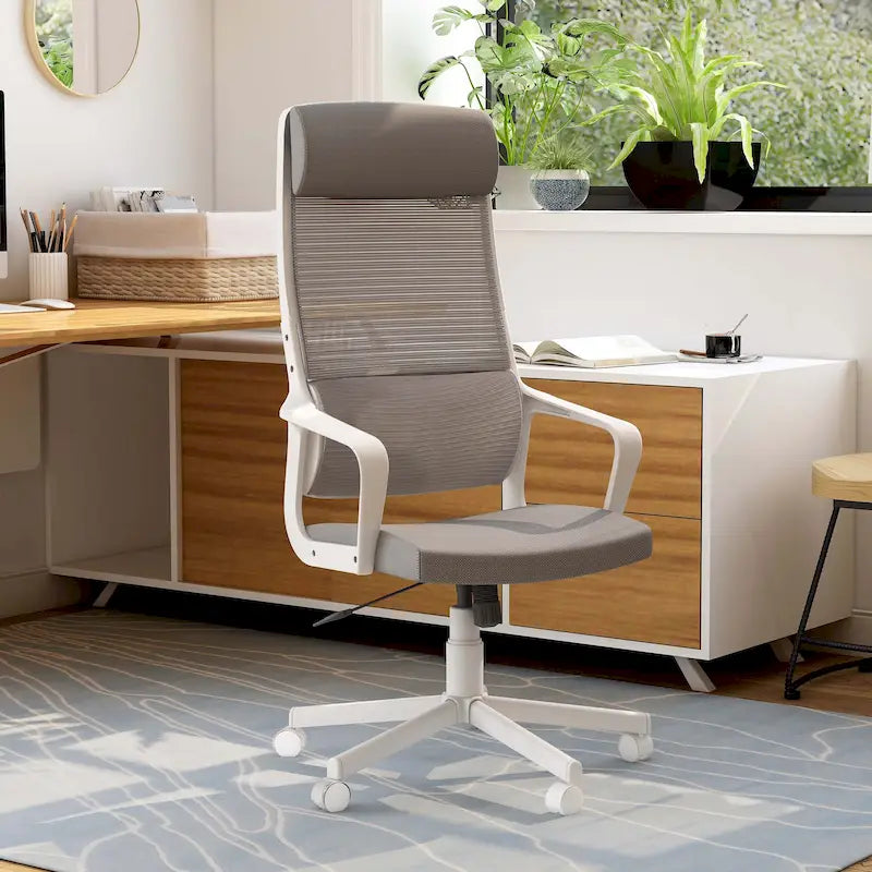 Chaise de bureau ergonomique pivotante réglable en hauteur en tissu contemporain