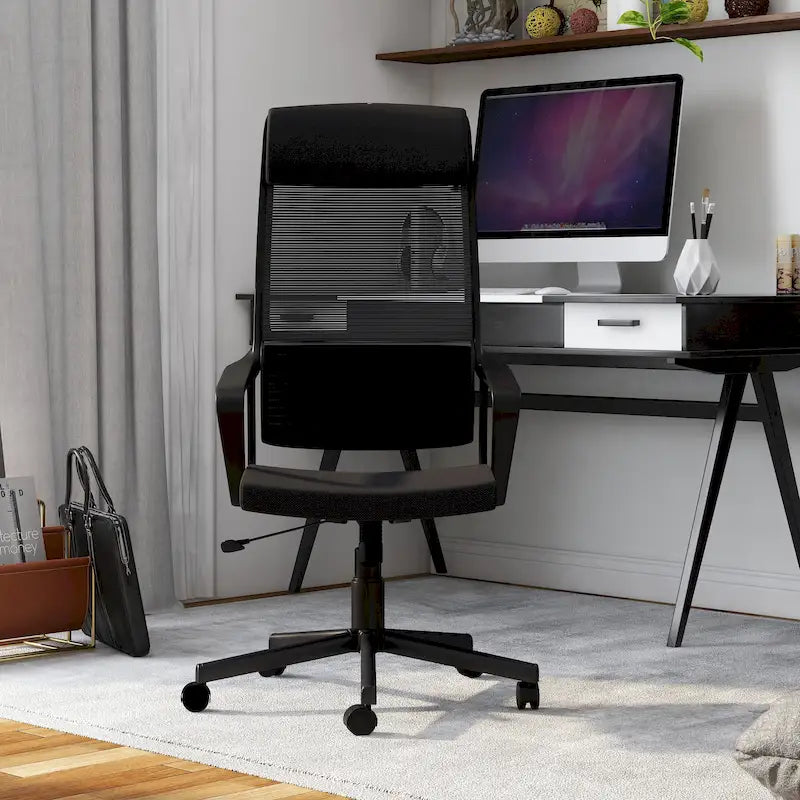 Chaise de bureau ergonomique pivotante réglable en hauteur en tissu contemporain