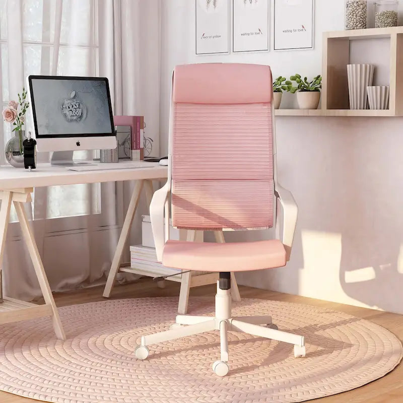 Chaise de bureau ergonomique pivotante réglable en hauteur en tissu contemporain