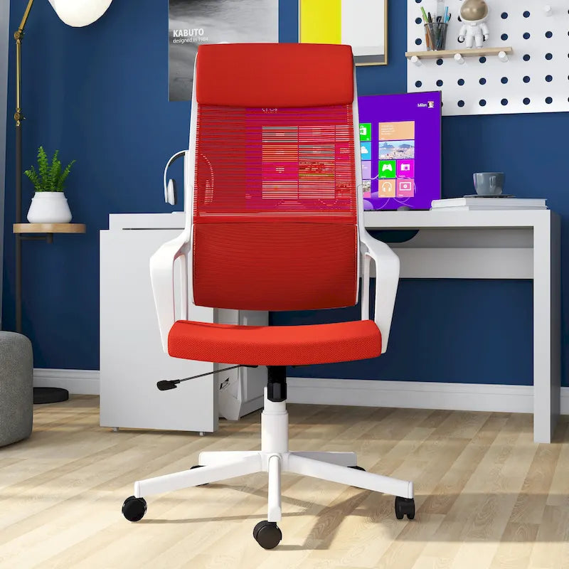 Chaise de bureau ergonomique pivotante réglable en hauteur en tissu contemporain