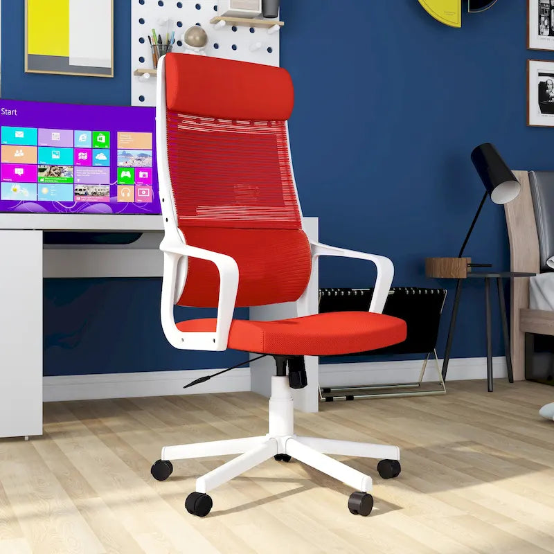Chaise de bureau ergonomique pivotante réglable en hauteur en tissu contemporain