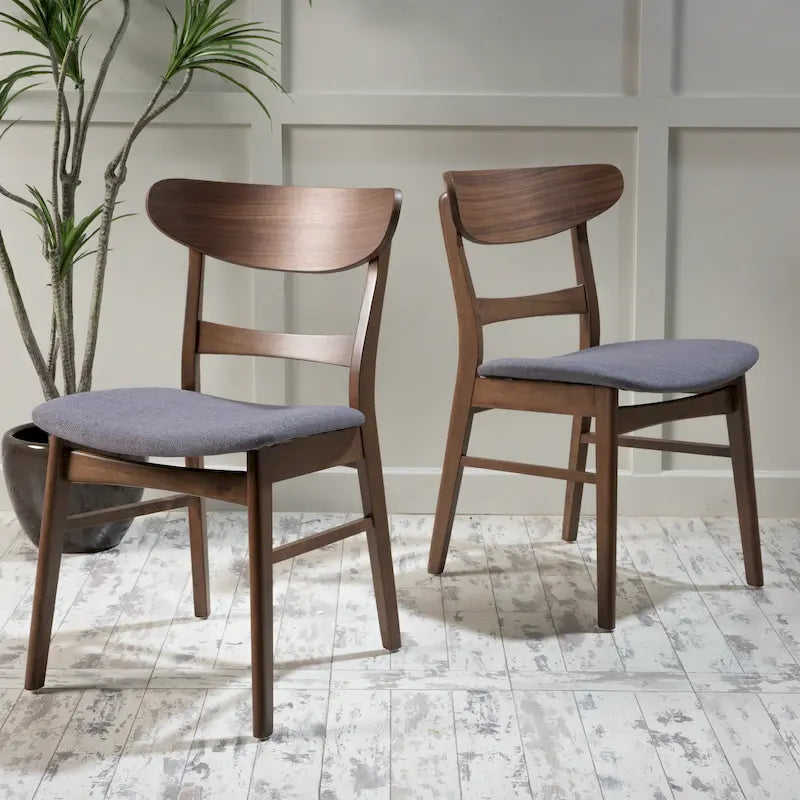 Chaise de salle à manger capitonnée en bois d'hévéa, style moderne du milieu du siècle