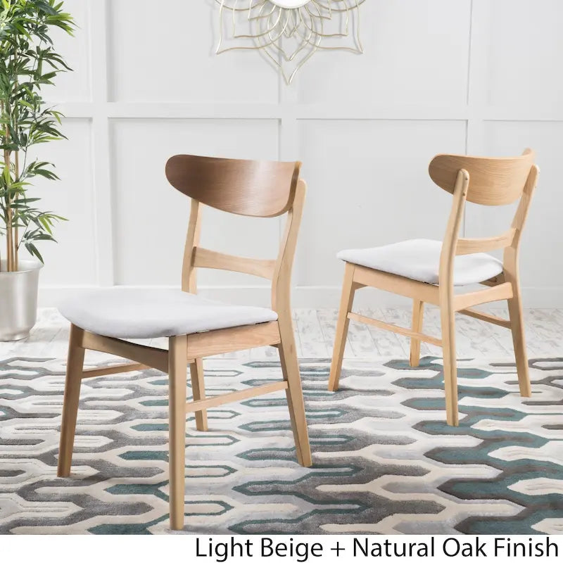 Chaise de salle à manger capitonnée en bois d'hévéa, style moderne du milieu du siècle
