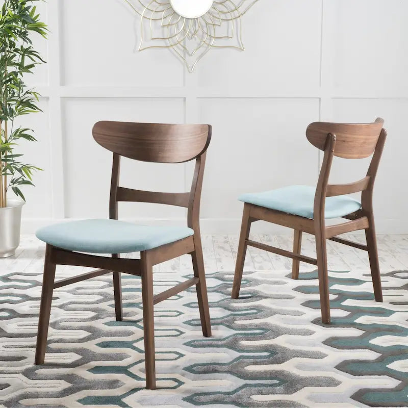 Chaise de salle à manger capitonnée en bois d'hévéa, style moderne du milieu du siècle