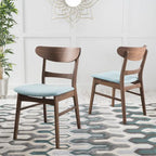 Chaise de salle à manger capitonnée en bois d'hévéa, style moderne du milieu du siècle