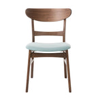 Chaise de salle à manger capitonnée en bois d'hévéa, style moderne du milieu du siècle