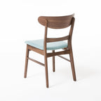 Chaise de salle à manger capitonnée en bois d'hévéa, style moderne du milieu du siècle