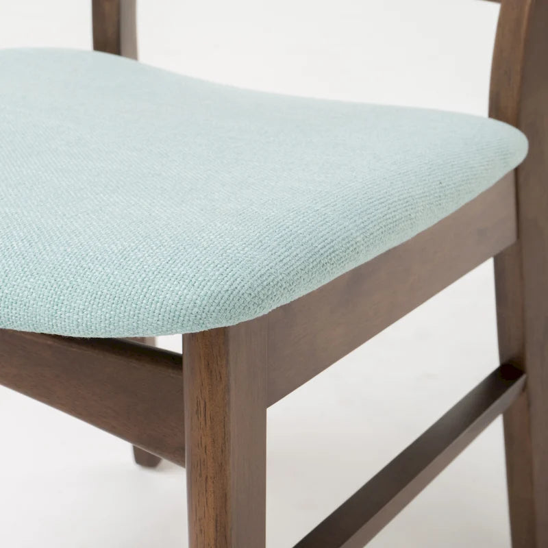Chaise de salle à manger capitonnée en bois d'hévéa, style moderne du milieu du siècle