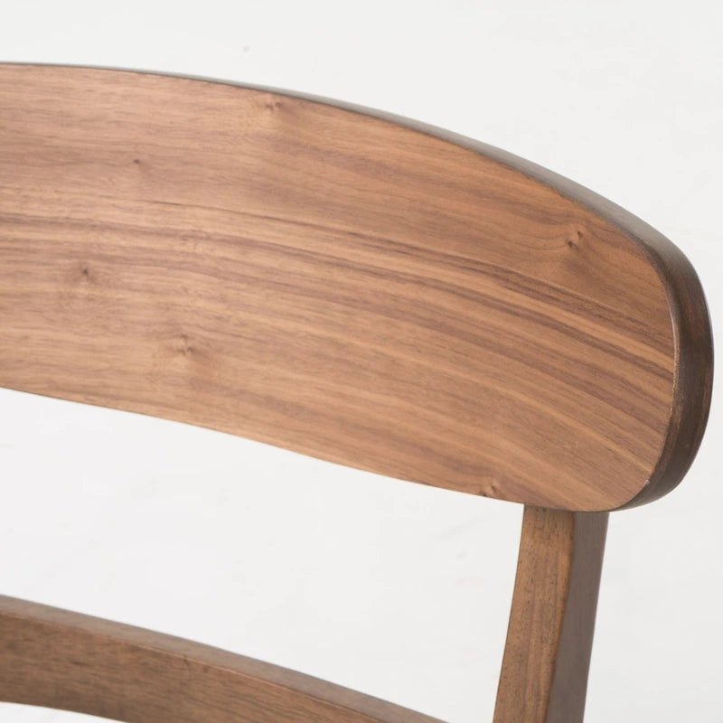 Chaise de salle à manger capitonnée en bois d'hévéa, style moderne du milieu du siècle