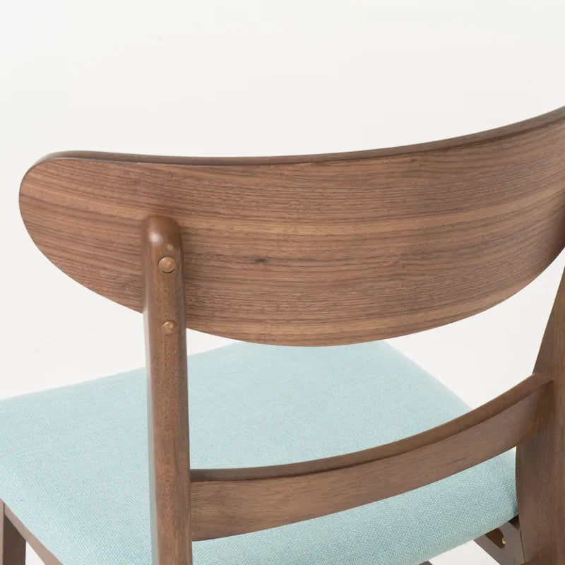 Chaise de salle à manger capitonnée en bois d'hévéa, style moderne du milieu du siècle
