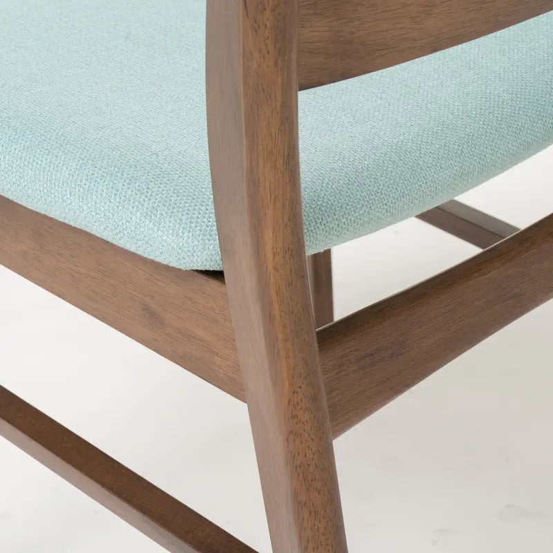 Chaise de salle à manger capitonnée en bois d'hévéa, style moderne du milieu du siècle