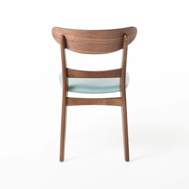 Chaise de salle à manger capitonnée en bois d'hévéa, style moderne du milieu du siècle