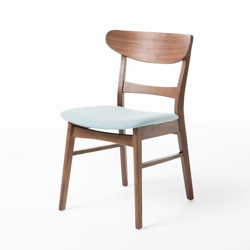 Chaise de salle à manger capitonnée en bois d'hévéa, style moderne du milieu du siècle