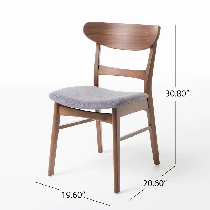 Chaise de salle à manger capitonnée en bois d'hévéa, style moderne du milieu du siècle