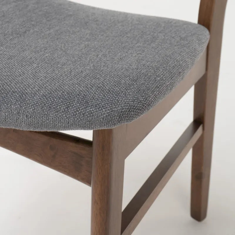 Chaise de salle à manger capitonnée en bois d'hévéa, style moderne du milieu du siècle
