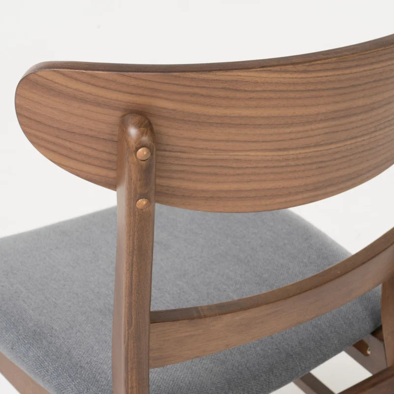 Chaise de salle à manger capitonnée en bois d'hévéa, style moderne du milieu du siècle