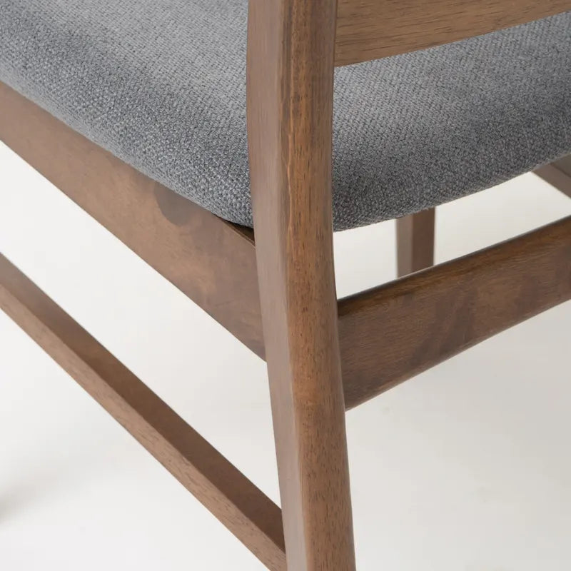 Chaise de salle à manger capitonnée en bois d'hévéa, style moderne du milieu du siècle