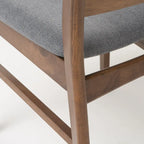 Chaise de salle à manger capitonnée en bois d'hévéa, style moderne du milieu du siècle