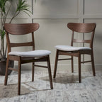 Chaise de salle à manger capitonnée en bois d'hévéa, style moderne du milieu du siècle