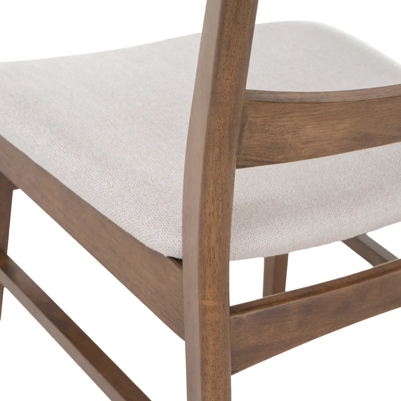Chaise de salle à manger capitonnée en bois d'hévéa, style moderne du milieu du siècle