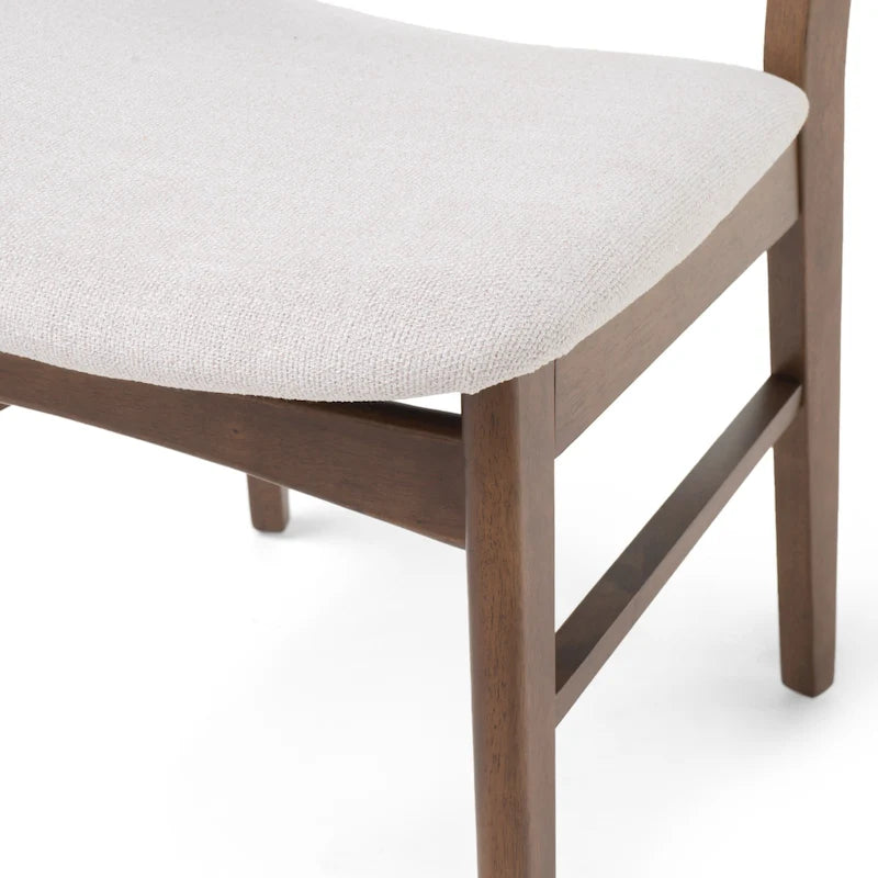 Chaise de salle à manger capitonnée en bois d'hévéa, style moderne du milieu du siècle