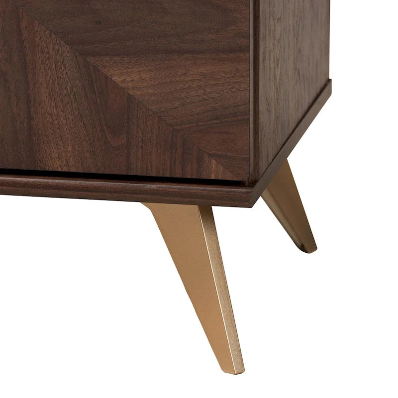 Commode à 6 tiroirs en bois de noyer marron, de style Mid-Century Modern