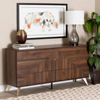 Commode à 6 tiroirs en bois de noyer marron, de style Mid-Century Modern
