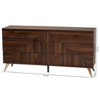 Commode à 6 tiroirs en bois de noyer marron, de style Mid-Century Modern