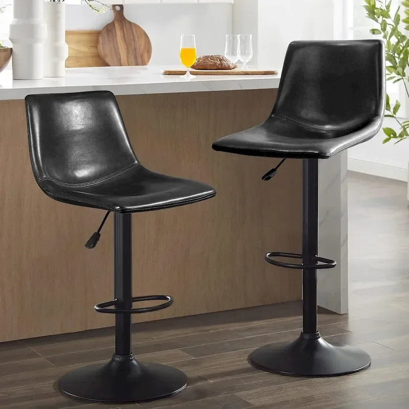 Tabouret de bar à hauteur de comptoir pivotant, réglable en hauteur, avec dossier