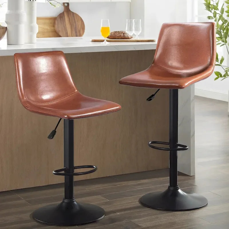 Tabouret de bar à hauteur de comptoir pivotant, réglable en hauteur, avec dossier