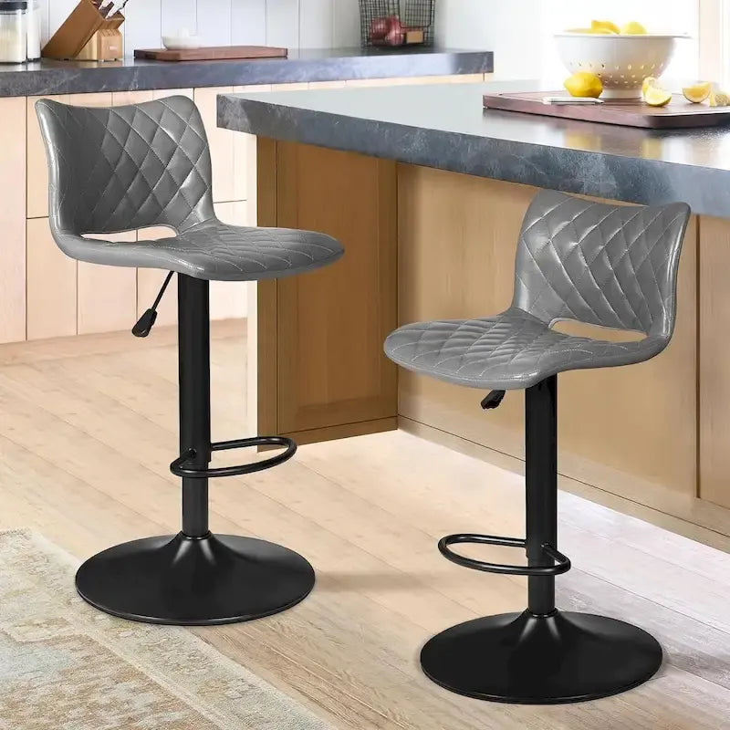 Tabouret de bar à hauteur de comptoir pivotant, réglable en hauteur, avec dossier