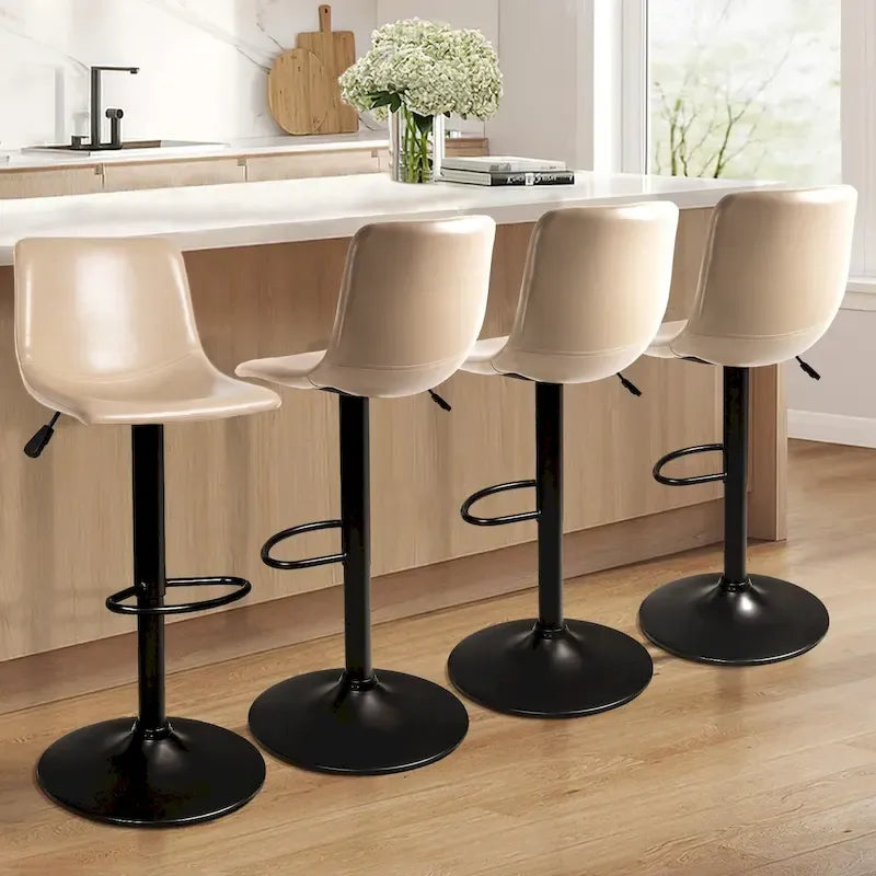 Tabouret de bar à hauteur de comptoir pivotant, réglable en hauteur, avec dossier