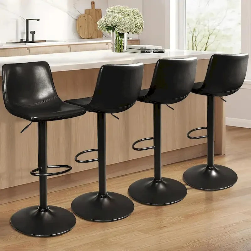 Tabouret de bar à hauteur de comptoir pivotant, réglable en hauteur, avec dossier