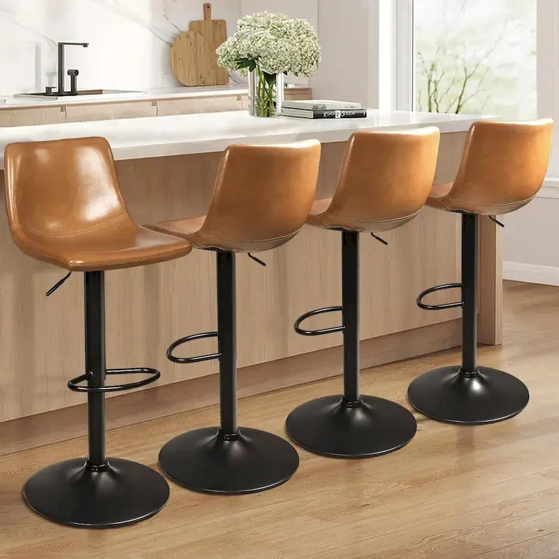 Tabouret de bar à hauteur de comptoir pivotant, réglable en hauteur, avec dossier