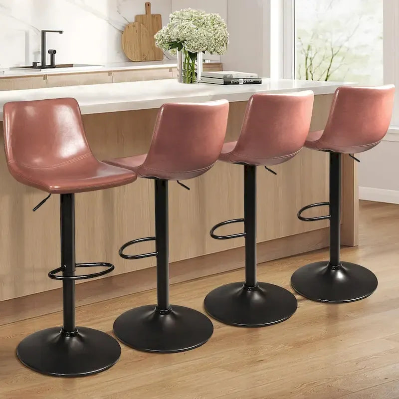Tabouret de bar à hauteur de comptoir pivotant, réglable en hauteur, avec dossier
