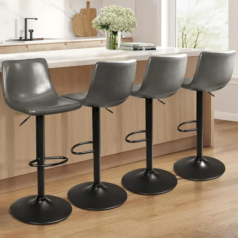 Tabouret de bar à hauteur de comptoir pivotant, réglable en hauteur, avec dossier