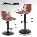 Tabouret de bar à hauteur de comptoir pivotant, réglable en hauteur, avec dossier