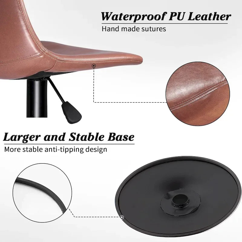 Tabouret de bar à hauteur de comptoir pivotant, réglable en hauteur, avec dossier