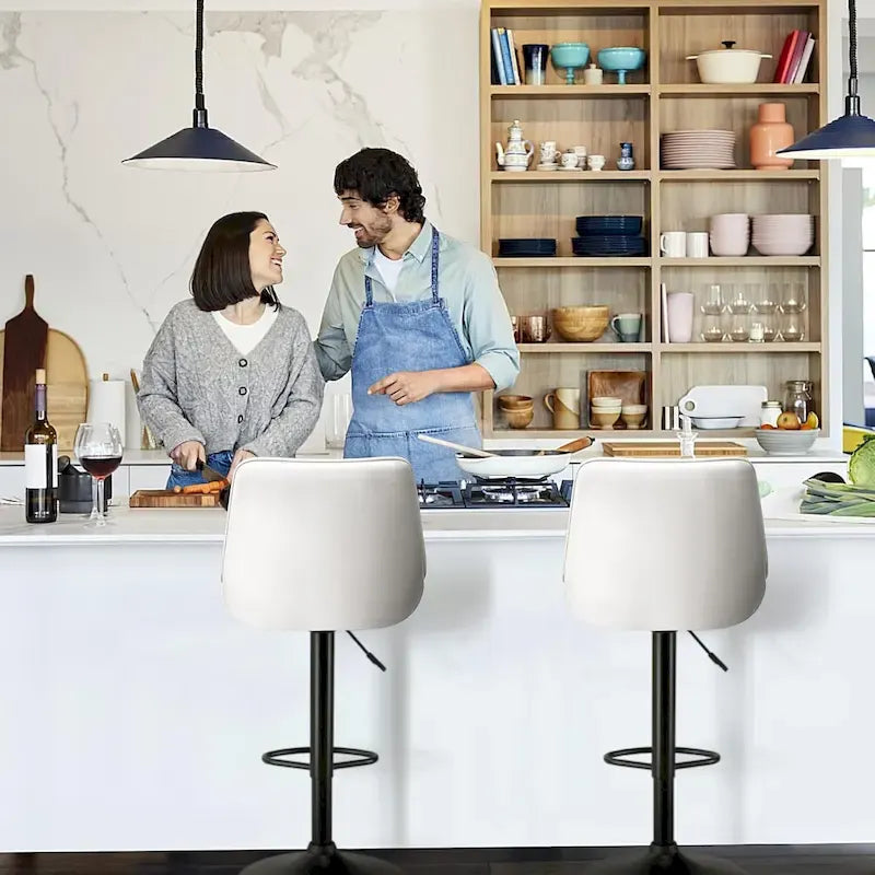 Tabouret de bar à hauteur de comptoir pivotant, réglable en hauteur, avec dossier