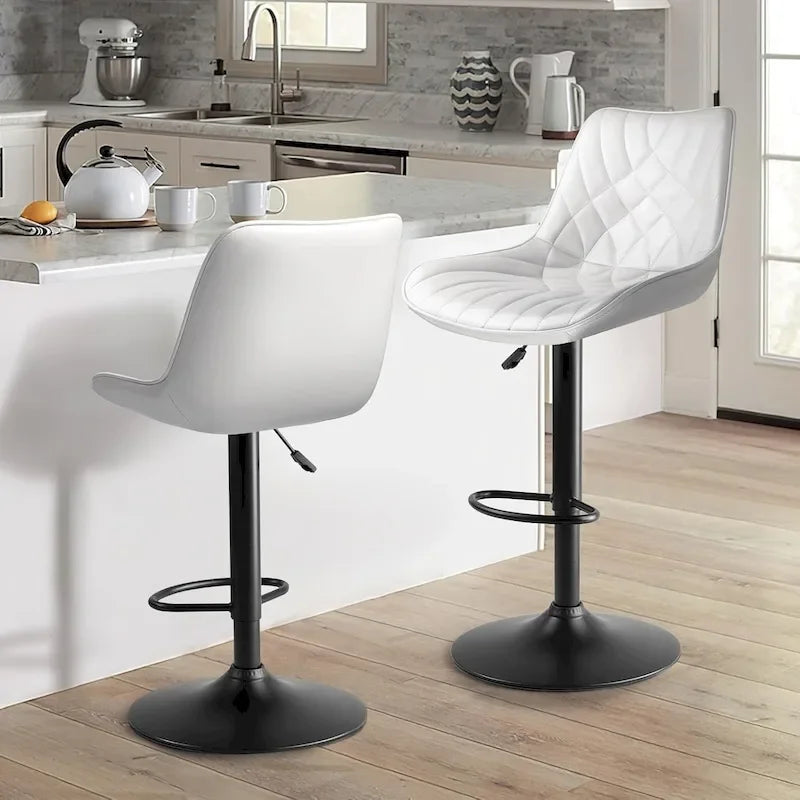 Tabouret de bar à hauteur de comptoir pivotant, réglable en hauteur, avec dossier