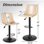 Tabouret de bar à hauteur de comptoir pivotant, réglable en hauteur, avec dossier