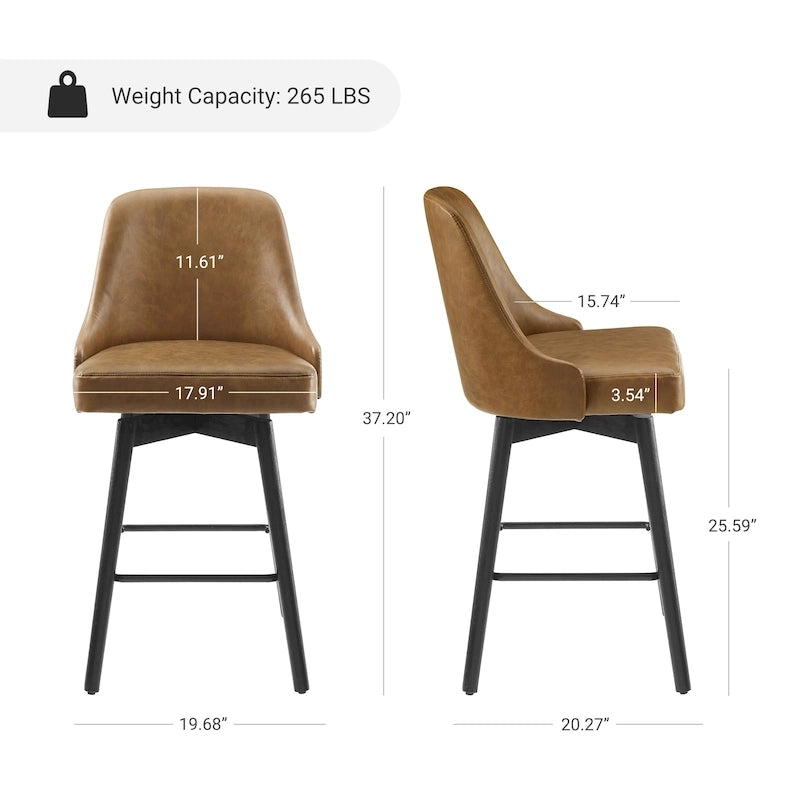 Tabouret de bar pivotant rembourré hauteur comptoir