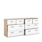 Commode double 8 tiroirs chêne et blanc