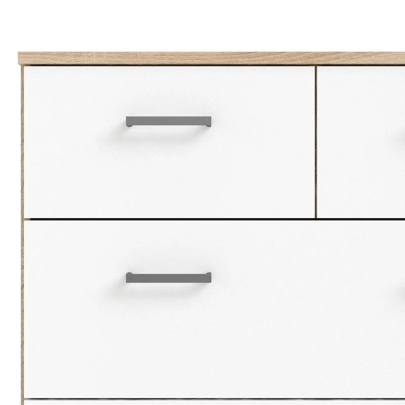 Commode double 8 tiroirs chêne et blanc