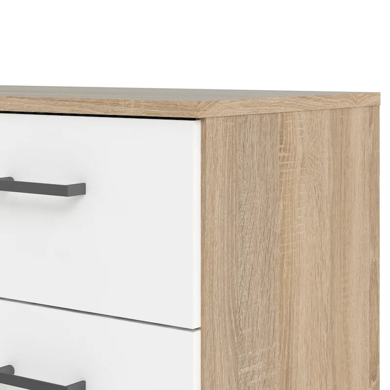 Commode double 8 tiroirs chêne et blanc
