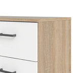 Commode double 8 tiroirs chêne et blanc